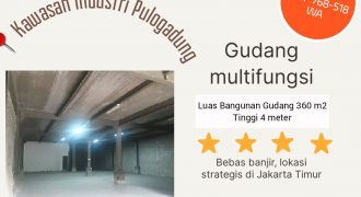 Gudang kecil untuk distributor Jakarta Timur akses sangat mudah lokasi strategis