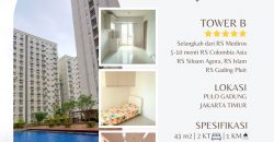 Dijual cepat apartemen tipe 2 kamar di lantai bawah Oak Tower Pulogadung semi furnish